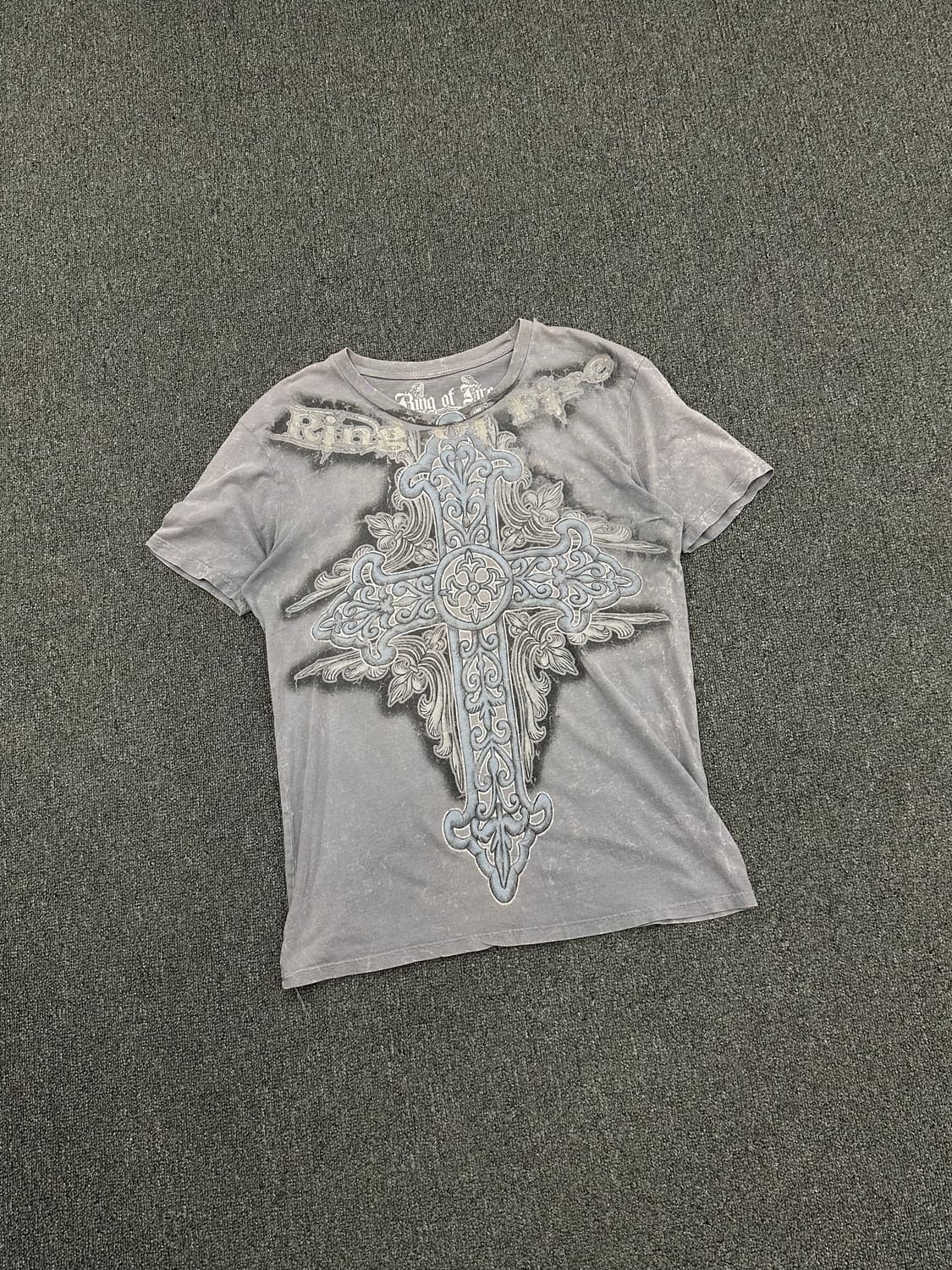 M)Ring of Fire 빈티지 십자가 프린팅 반팔 상품이미지3