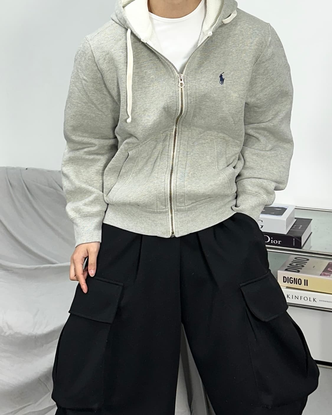 폴로 랄프로렌 그레이 후드집업 L 상품이미지2