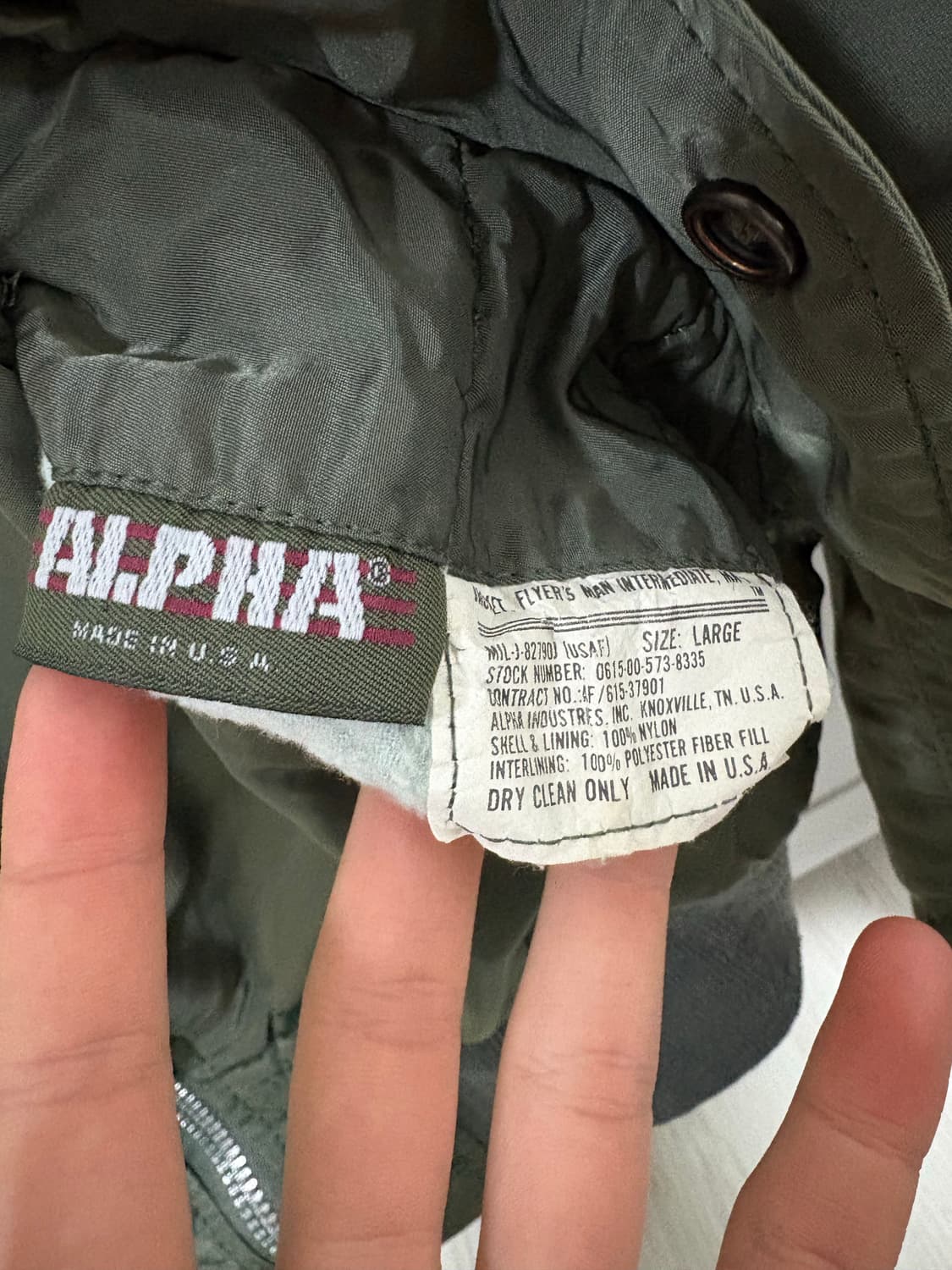 90s Alpha Industries ma-1 usa (L) 상품이미지4