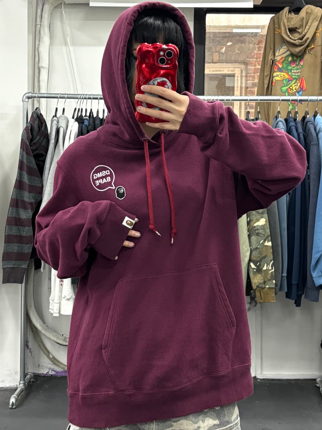 베이프 도버스트릿마켓 긴자 마젠타 후드티 상품이미지1