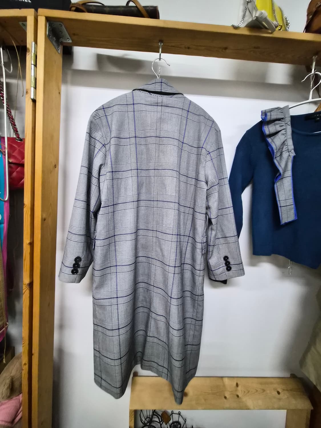 지컷 언발프릴 체크 트렌치 코트 상품이미지8