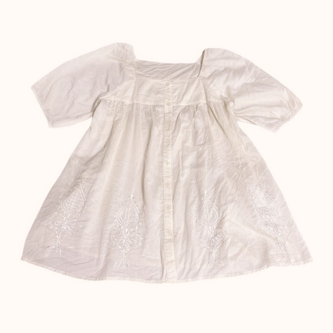 일본 빈티지 모리걸 핀터깔 해바라기 짜임 스퀘어넥 블라우스  상품이미지1