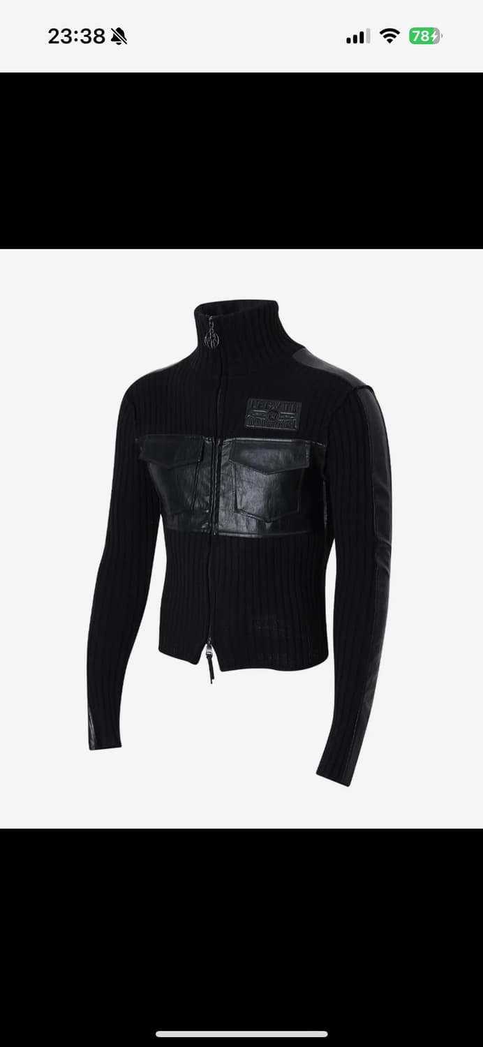 레씨토(Fabric Mix Neck Zip Up_[Black]) 상품이미지1