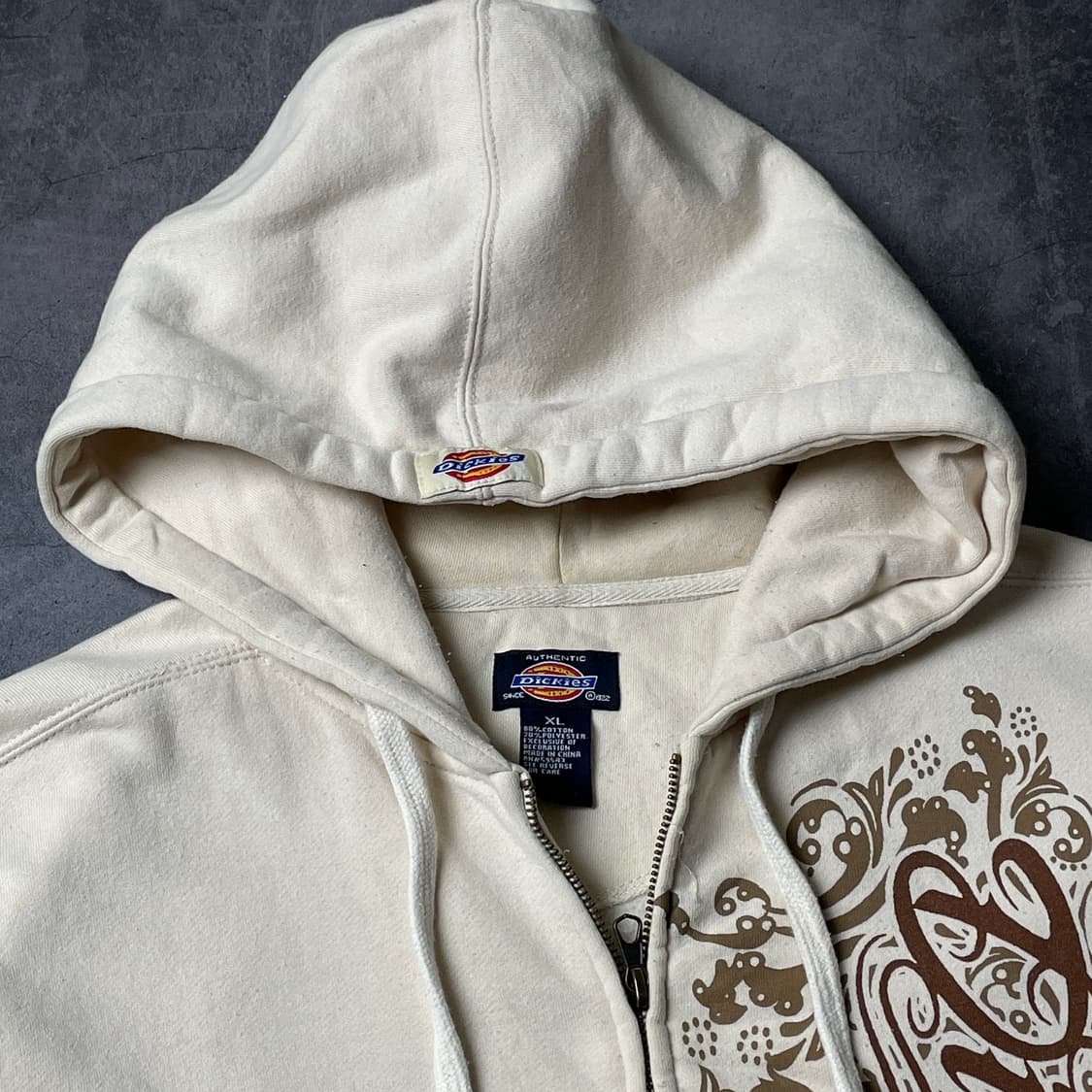 DICKIES 디키즈 빈티지 아이보리 기모 후드 집업 A00870 상품이미지2