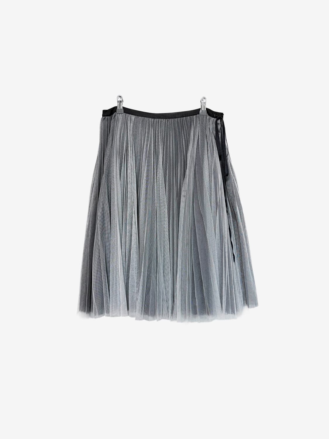 Shirring Tulle Midi Skirt - Gray 상품이미지4