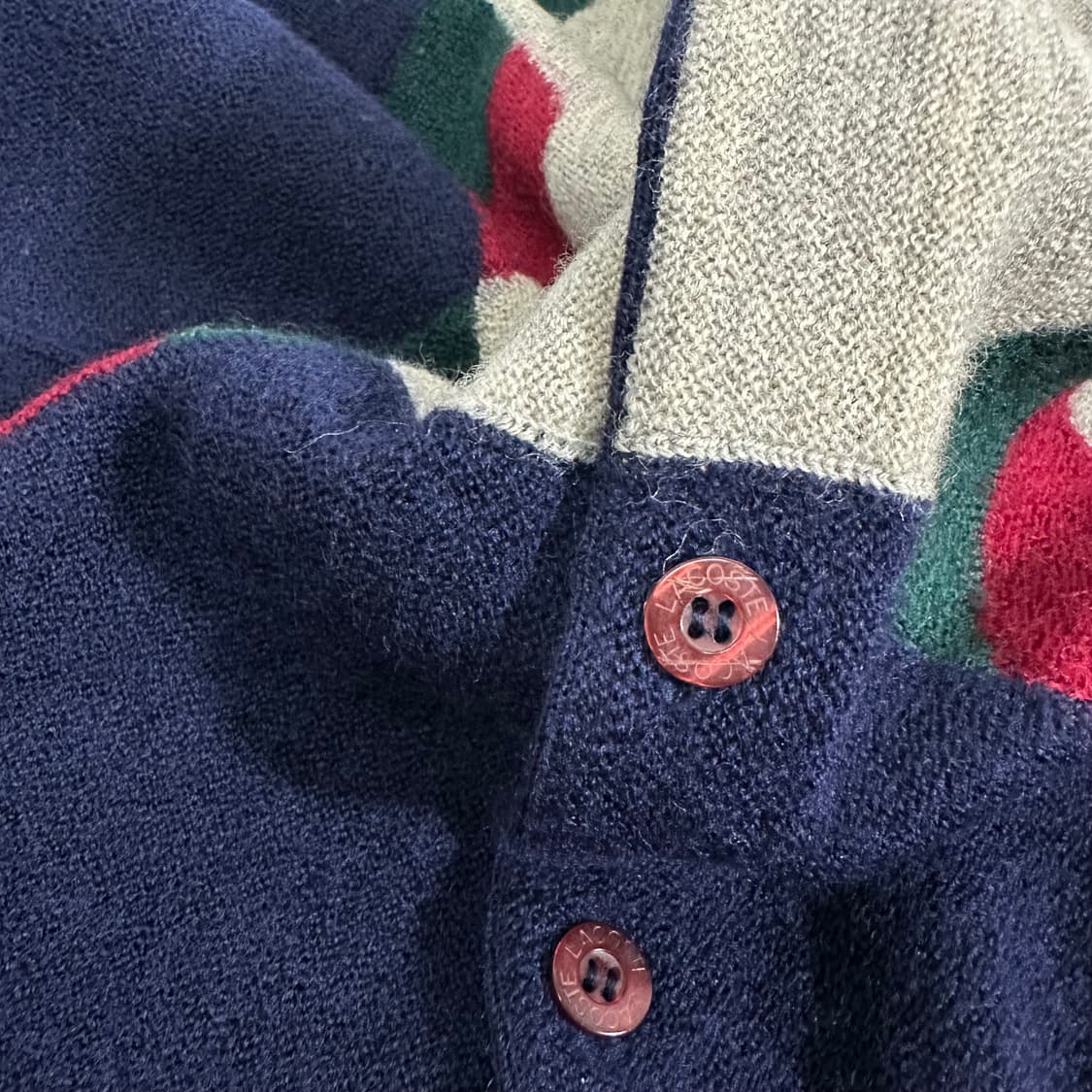 95-100 라코스테 린넨 브이넥 아가일 가디건 상품이미지6