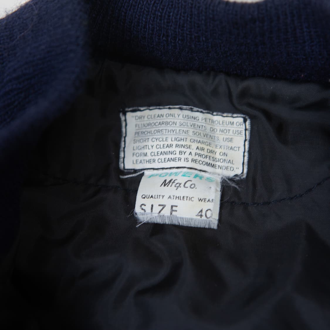 90s 레더암 패치워크 바시티 자켓 네이비 상품이미지8