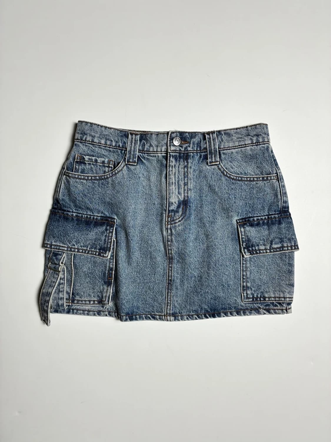 플랙 23FW 빈티지 워싱 카고 데님 미니 스커트 R1380 상품이미지1
