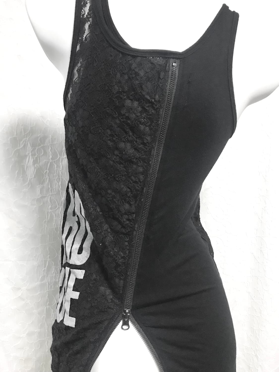 빈티지 펑크 사선 지퍼 레이어드 슬리브리스 탑 상품이미지6