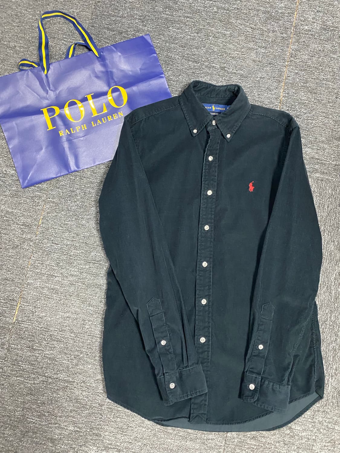 급처! 최신형 QR택 폴로 코듀로이 셔츠 딥그린 컬러 입니다 상품이미지6