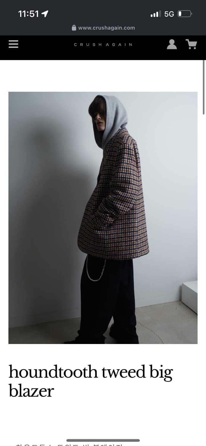 크러쉬어게인 houndtooth tweed big 블레이저 상품이미지1