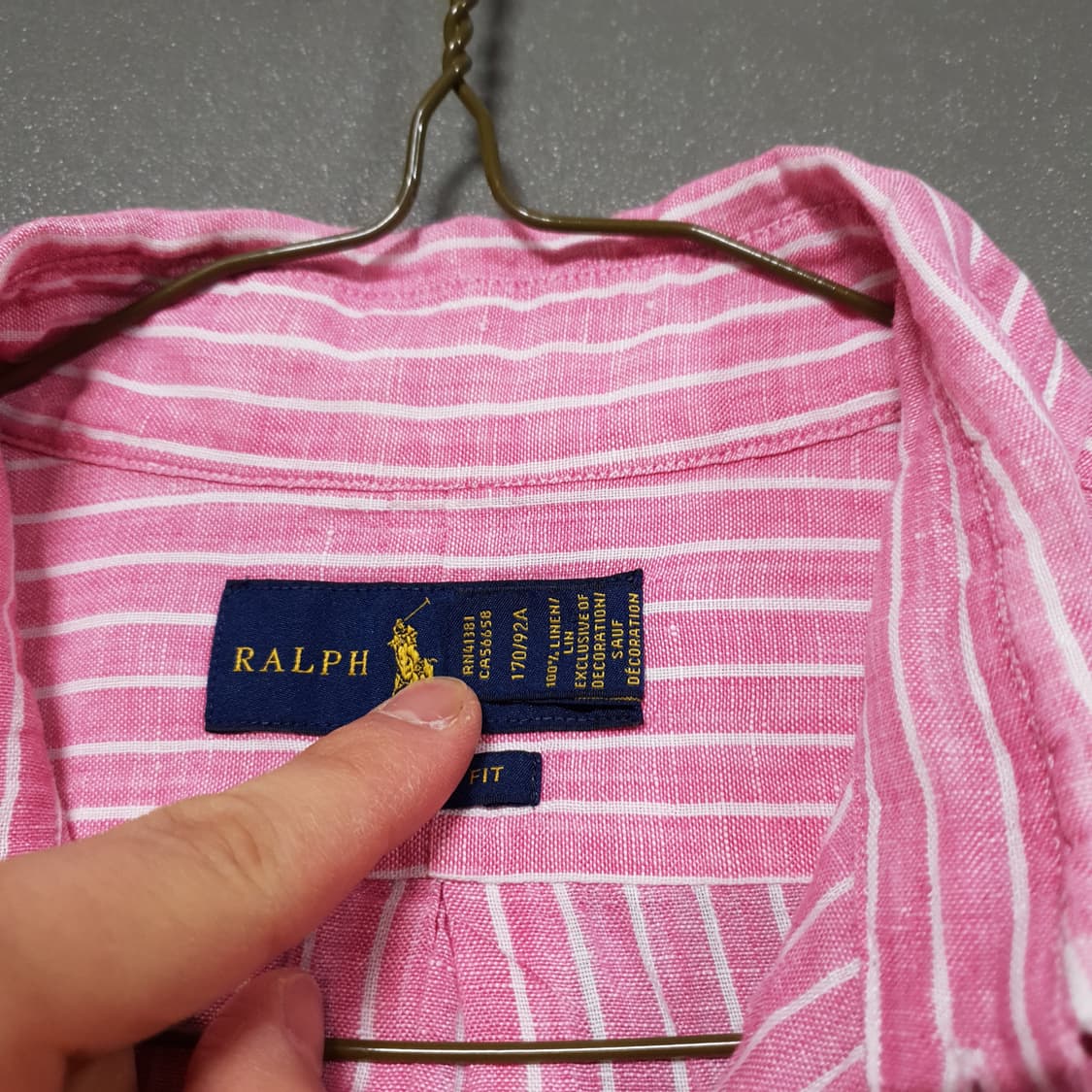 실측 M 폴로 랄프로렌 신형 포니 스트라이프 버튼다운 린넨 셔츠 클래식핏 상품이미지7