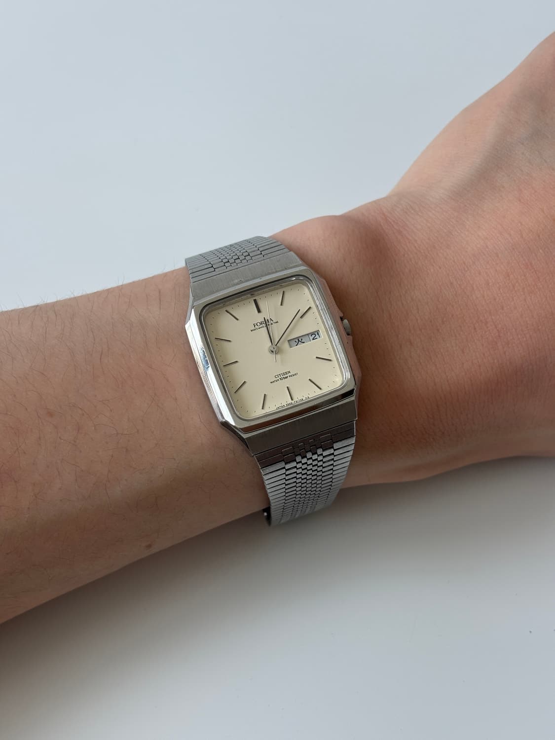 1990년대 Forma 크림 다이얼 실버 스퀘어 쿼츠 남성 상품이미지7