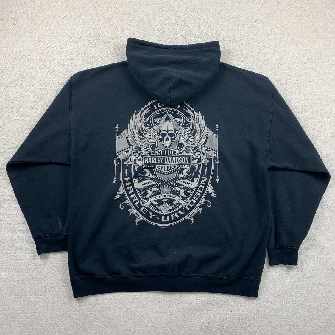 할리 데이비슨 스컬 프린팅 블랙 후드집업 상품이미지1