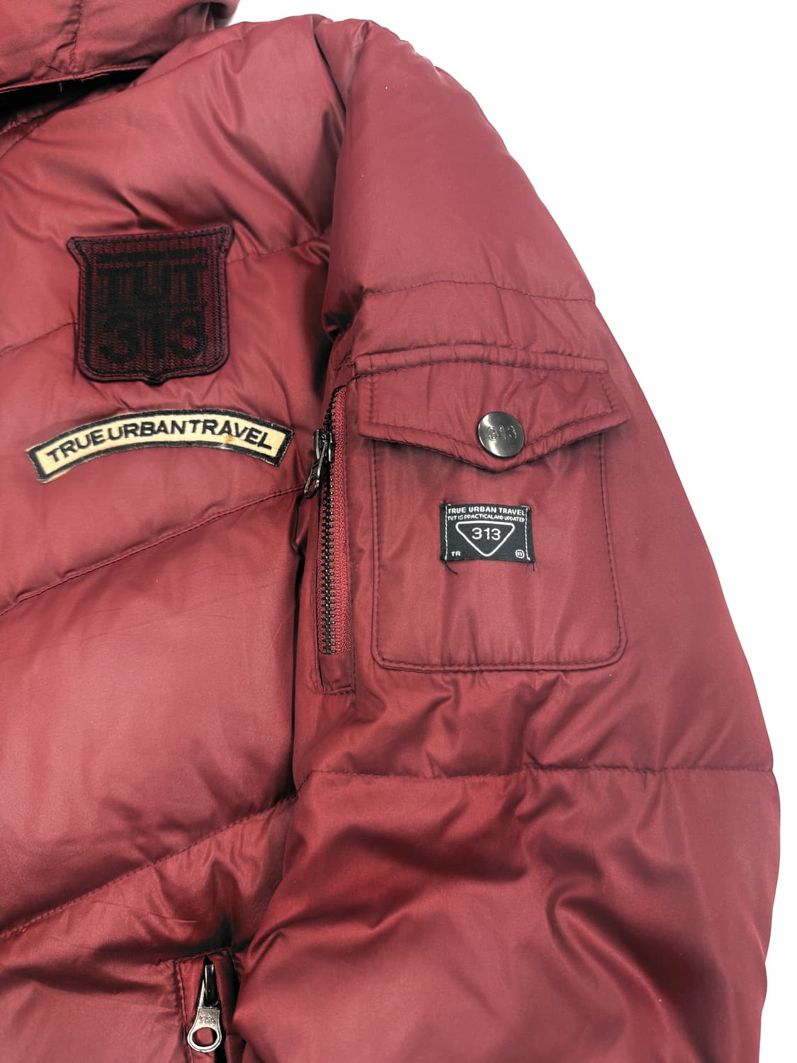 버건디 스트릿 패치 덕다운 자켓 상품이미지4