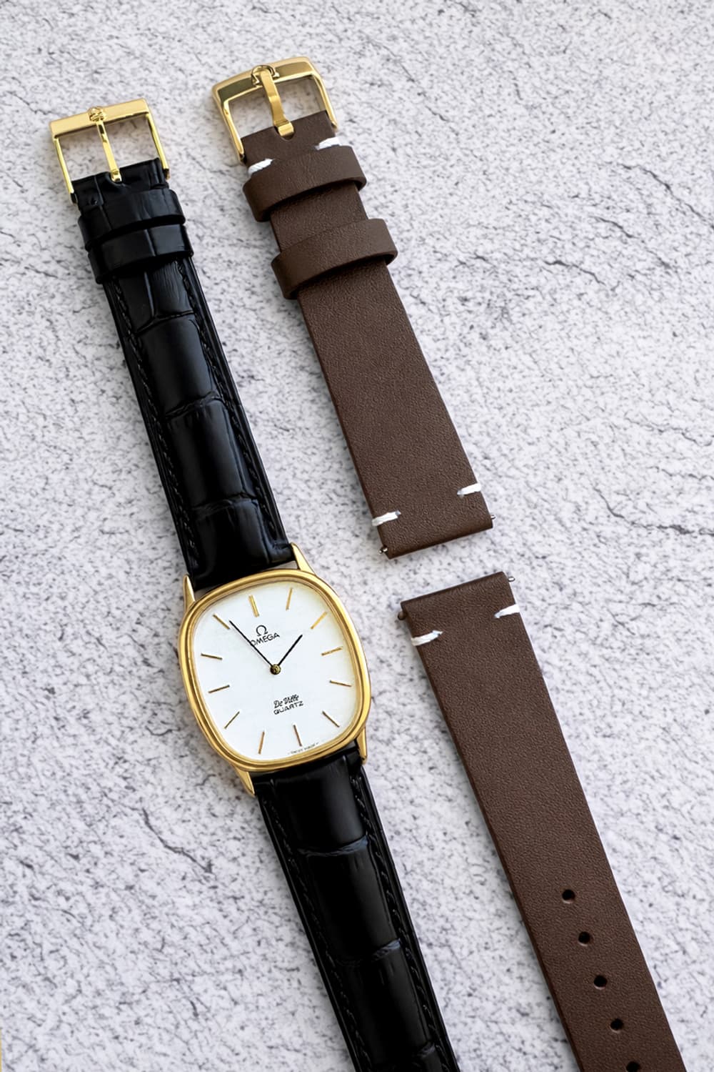 정품 오메가 엘립스 드빌 1365 쿼츠 화이트 금장 빈티지 시계 상품이미지2