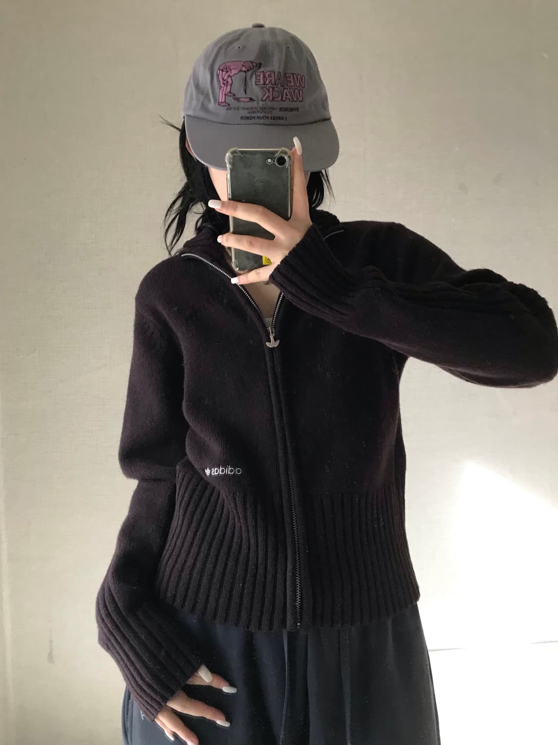 아디다스00s 버건디브라운 니트집업 상품이미지1