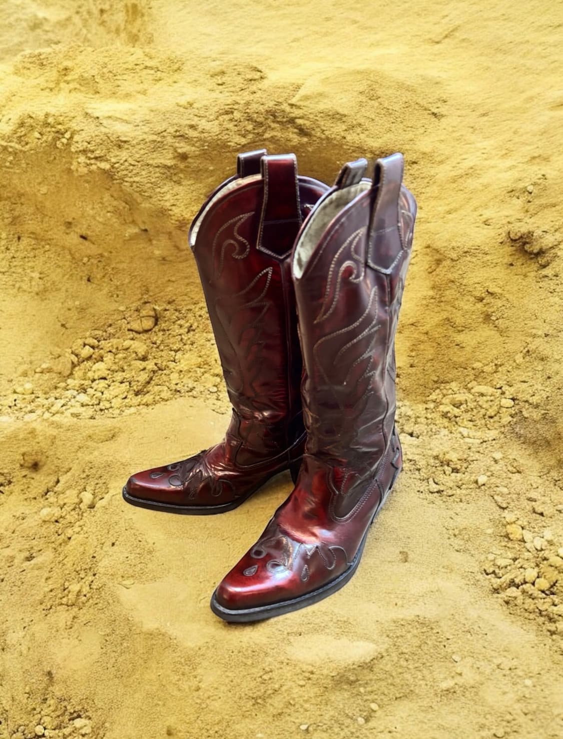 빈티지 웨스턴 부츠 버건디 상품이미지2