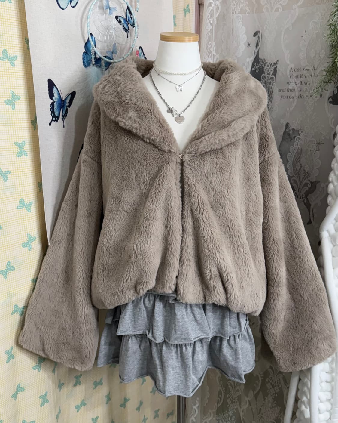 브라운 퍼 크롭 자켓 상품이미지3