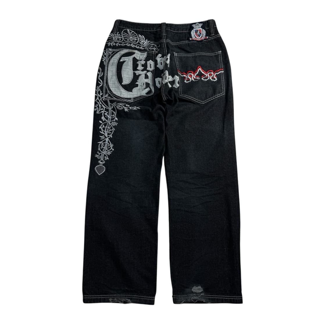 크라운홀더 올드스쿨 쿠지맛 자수 흑청 데님팬츠 상품이미지1