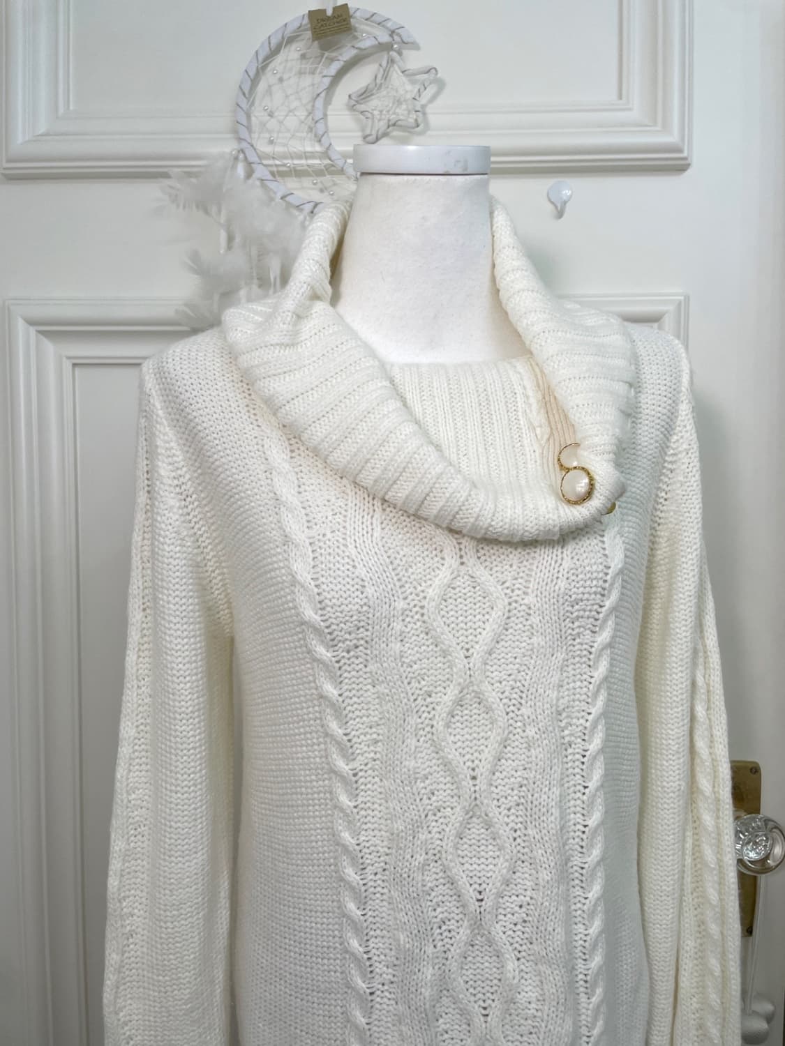 AXES FEMME ivory turtle-neck button fur 상품이미지6