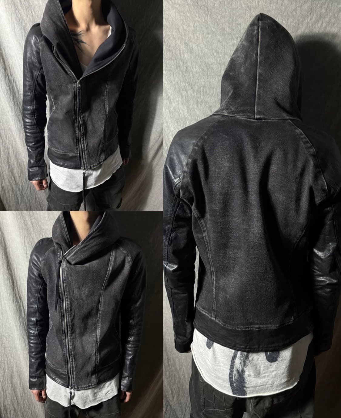 KMrii 암레더 비대칭 후드자켓 상품이미지1