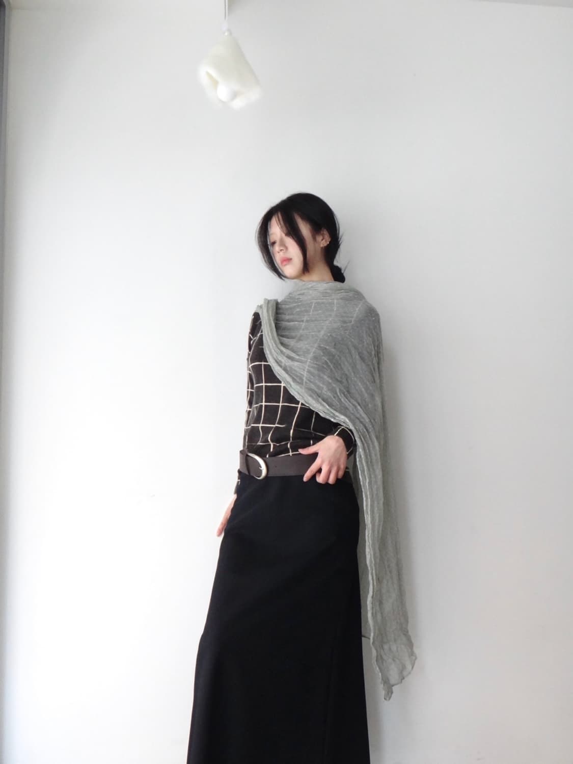 Grid warm moc neck top / deep brown 상품이미지6