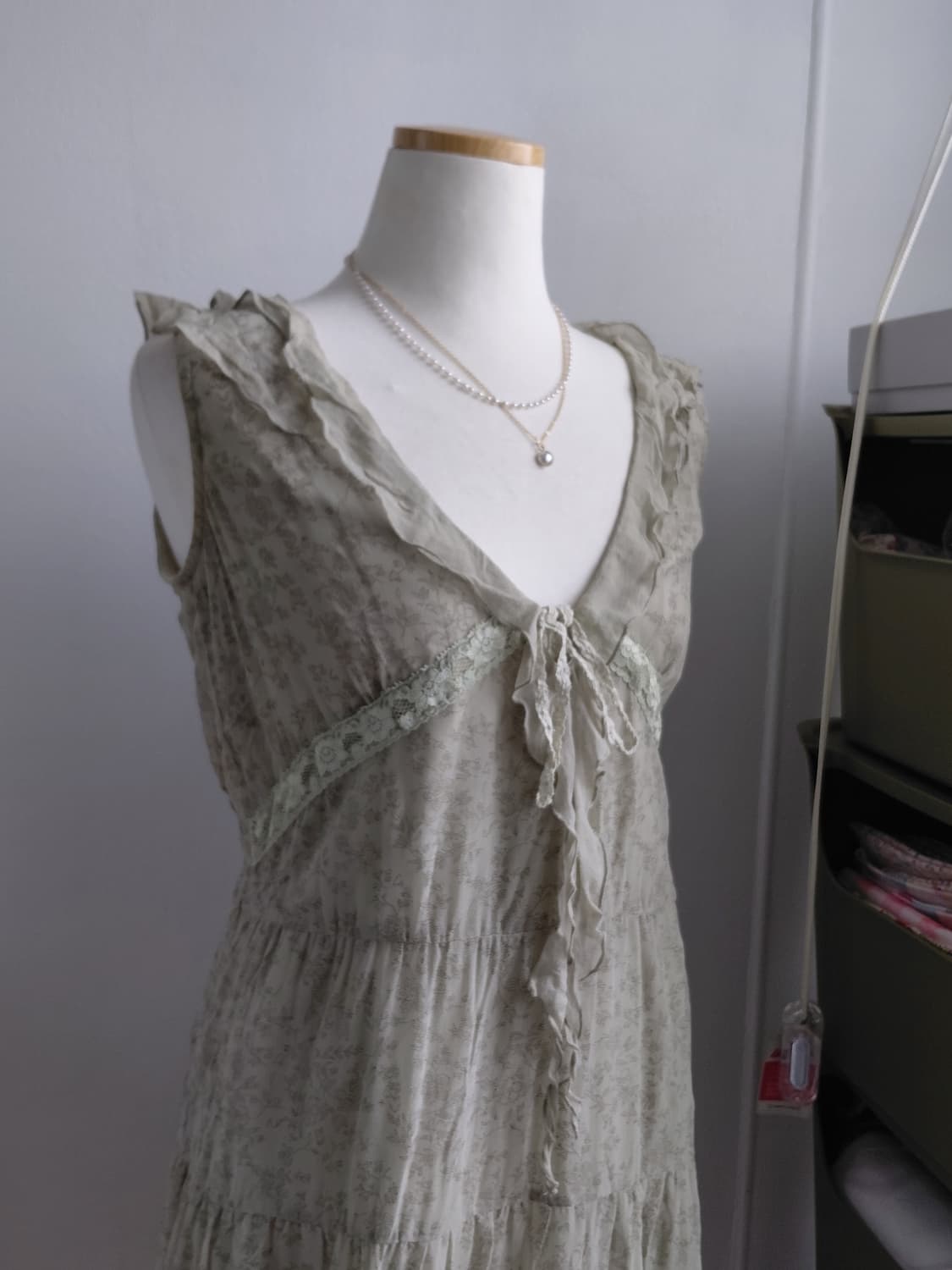 [빈티지] 모리걸 빈티지 플라워 쉬폰 롱 원피스 요정룩 상품이미지5