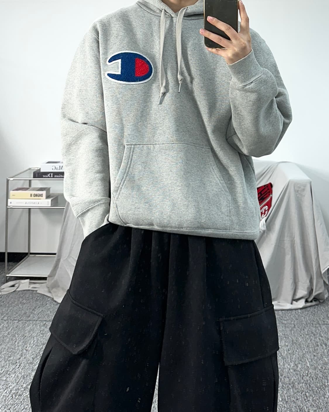 챔피온 빅C로고 그레이 후드티 XL 상품이미지3