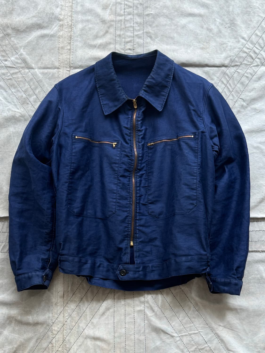 50s French Blue Moleskin Cyclist Jacket 상품이미지2