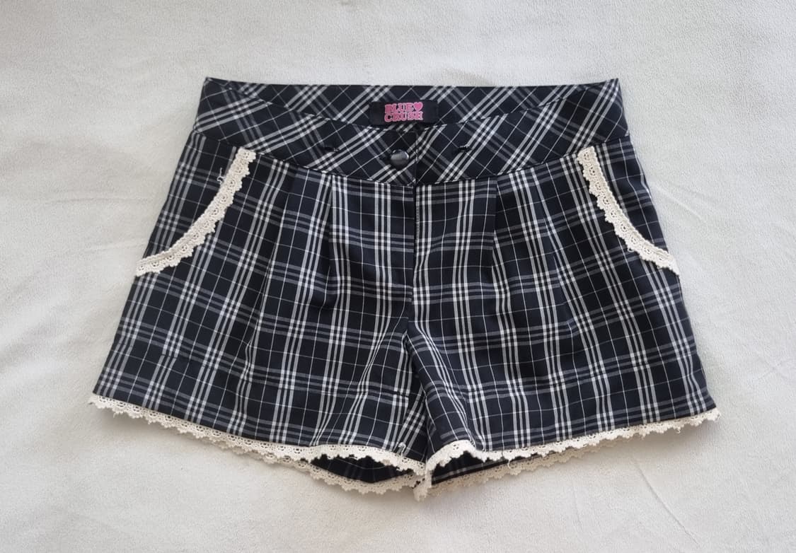 빈티지 모리걸 하구미 갸루 체크 레이스 팬츠 상품이미지1