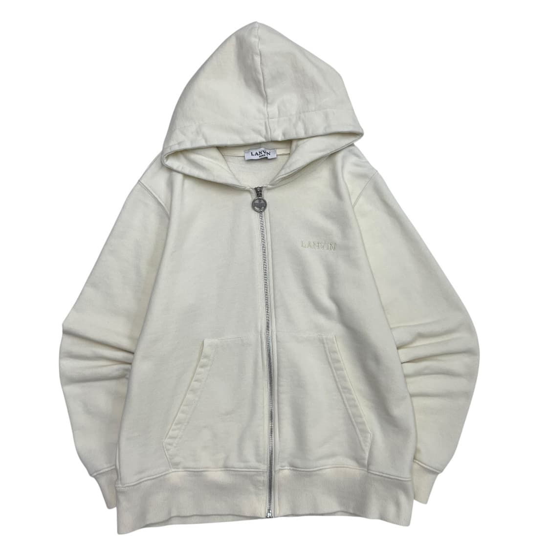 랑방 하트 로고 아이보리 후드집업 상품이미지3