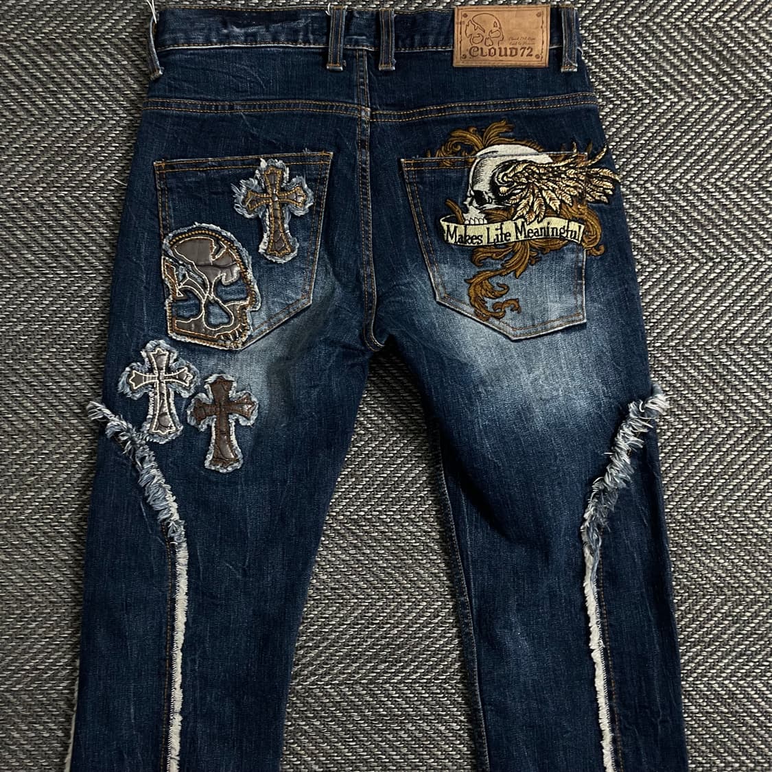 Y2K 빈티지 자수 패치 데님 팬츠o 3072 상품이미지5