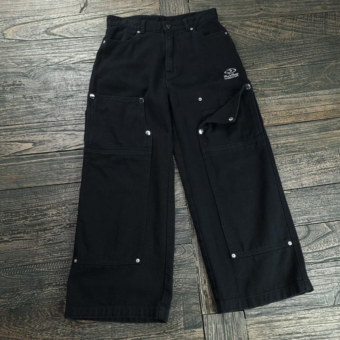 [트래블] 워크샵 와이드 더블니 카펜터 팬츠 블랙 M18361 상품이미지1