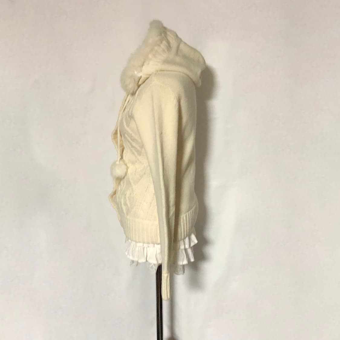 폼폼 후드 니트 가디건  아이보리 상품이미지8