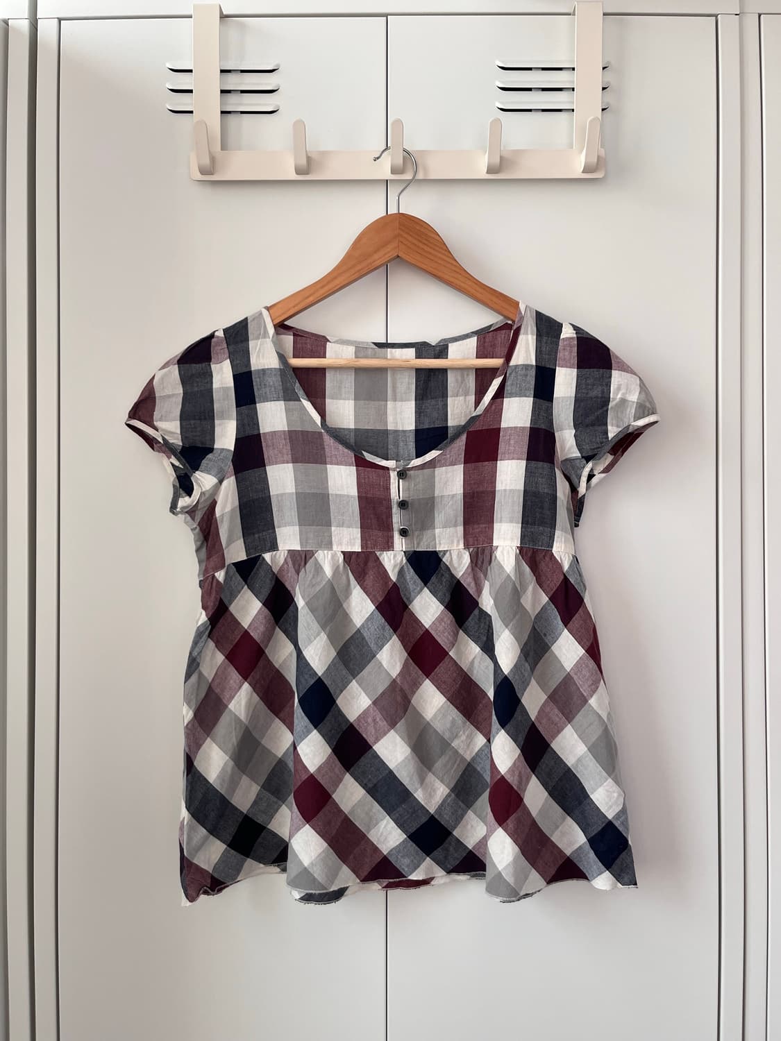 Patty perry 체크 패턴 캡소매 블라우스 상품이미지4