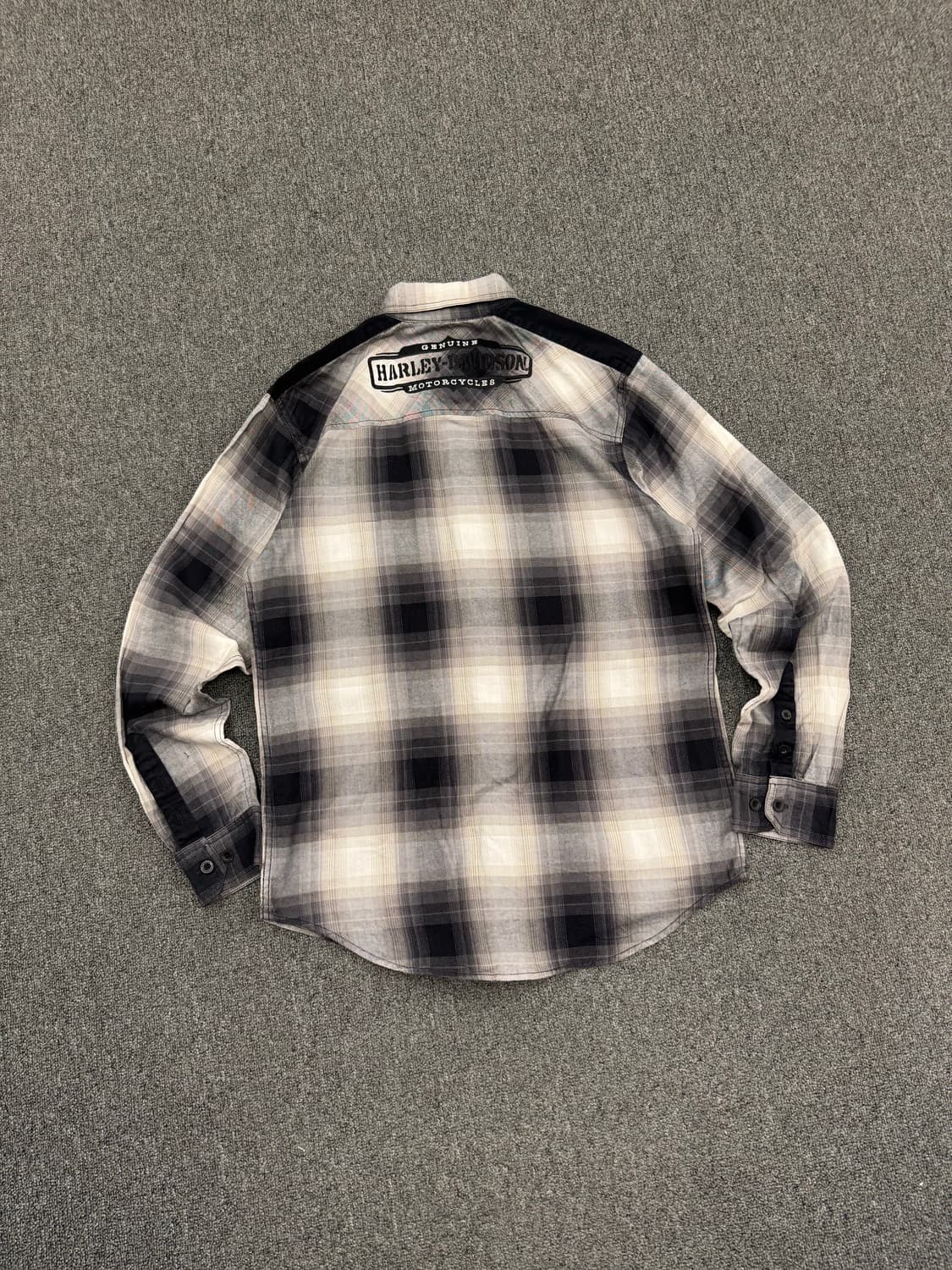 M)할리데이비슨 빈티지 자수 포인트 체크 긴팔셔츠 상품이미지6