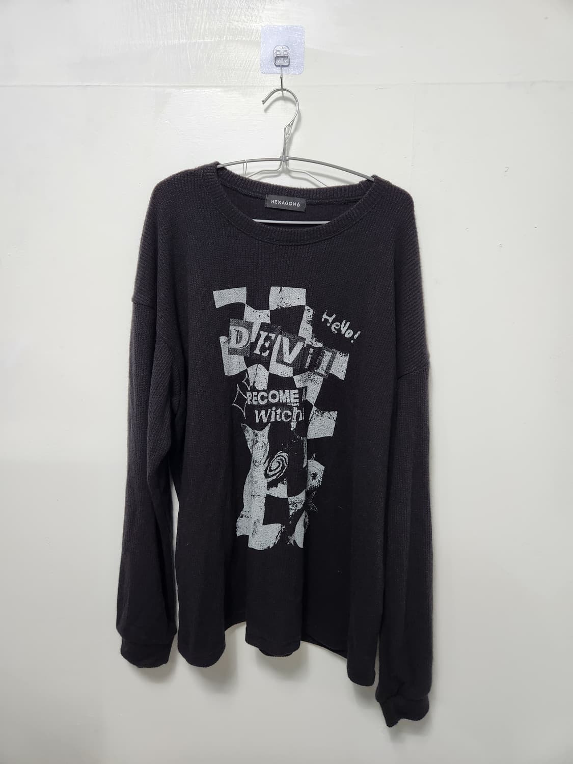 빈티지 고양이 니트 블랙 상품이미지1