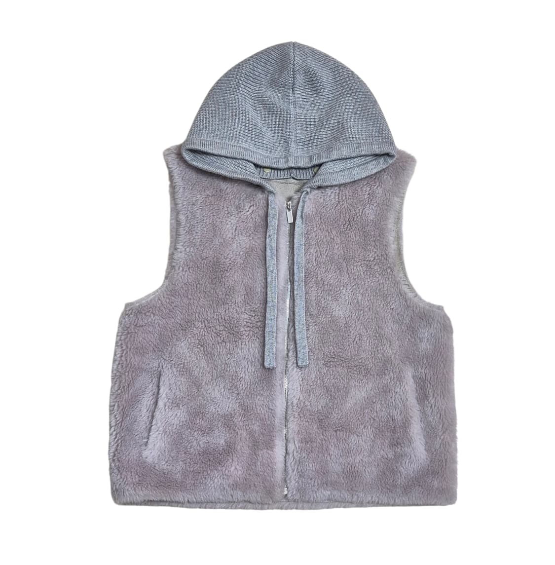 안지크 양모 퍼 후드 조끼 상품이미지1