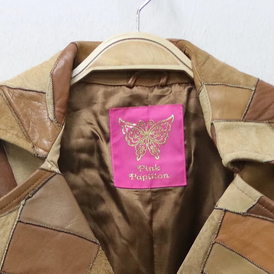 PINK PAPILLON 가죽 패치워크 벨트 자켓 62303 상품이미지3