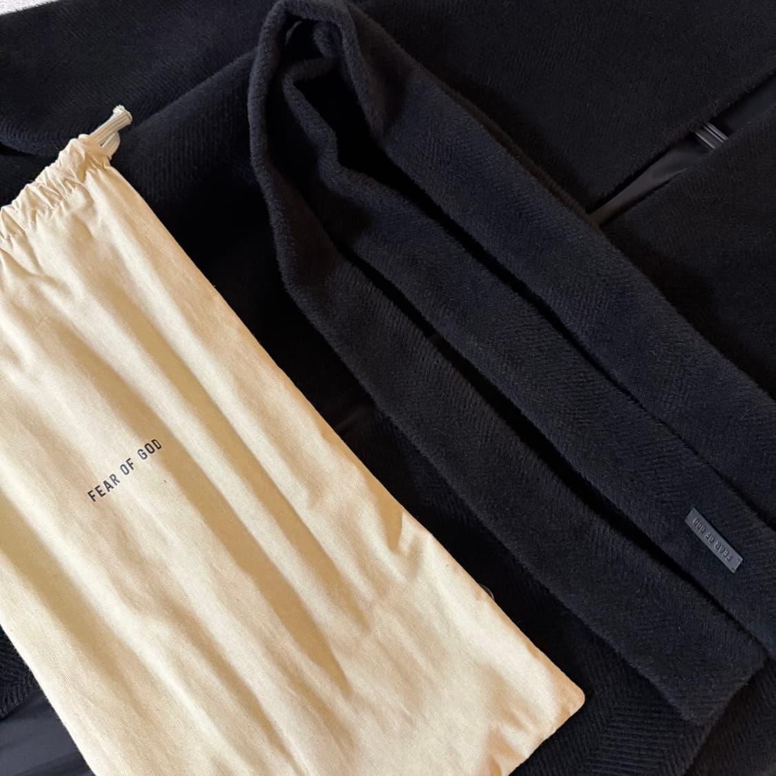 [48] 피어오브갓 라마 울 카라리스 벨트 코트 블랙 상품이미지4