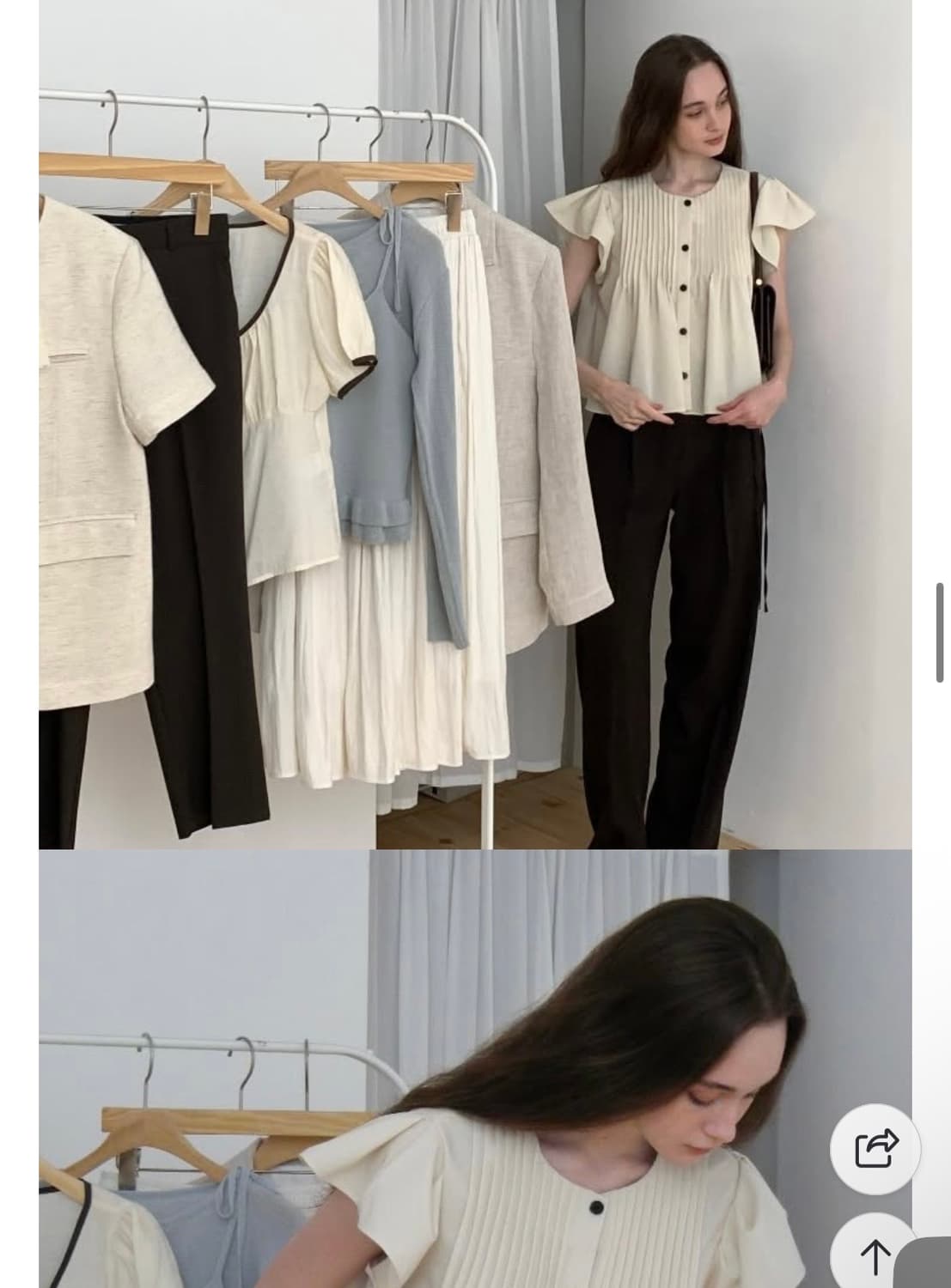 앤유브라운 뮤던블라우스 크림색 상품이미지7