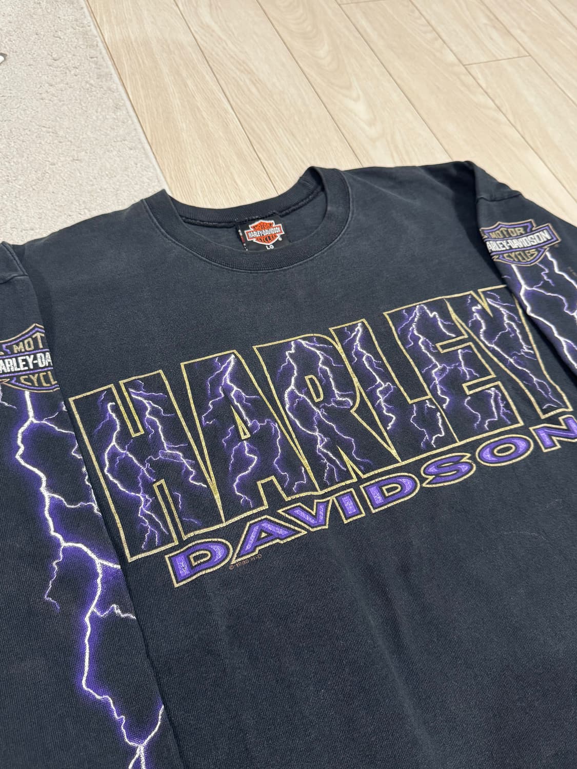 90s 빈티지 할리데이비슨 퍼플 라이트닝 롱슬리브 해 상품이미지1