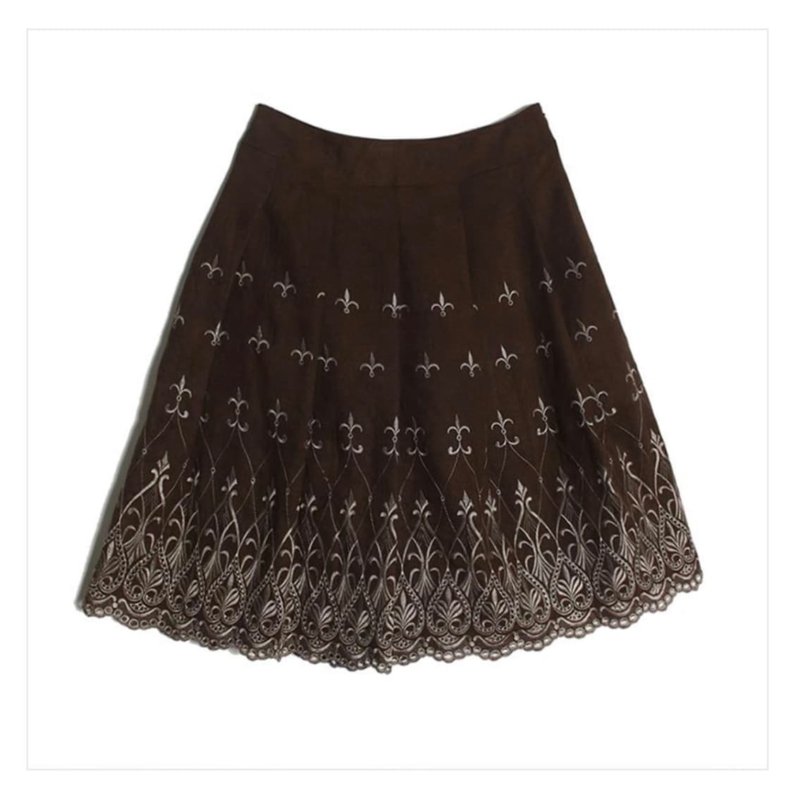 embroidery suede skirt 상품이미지1