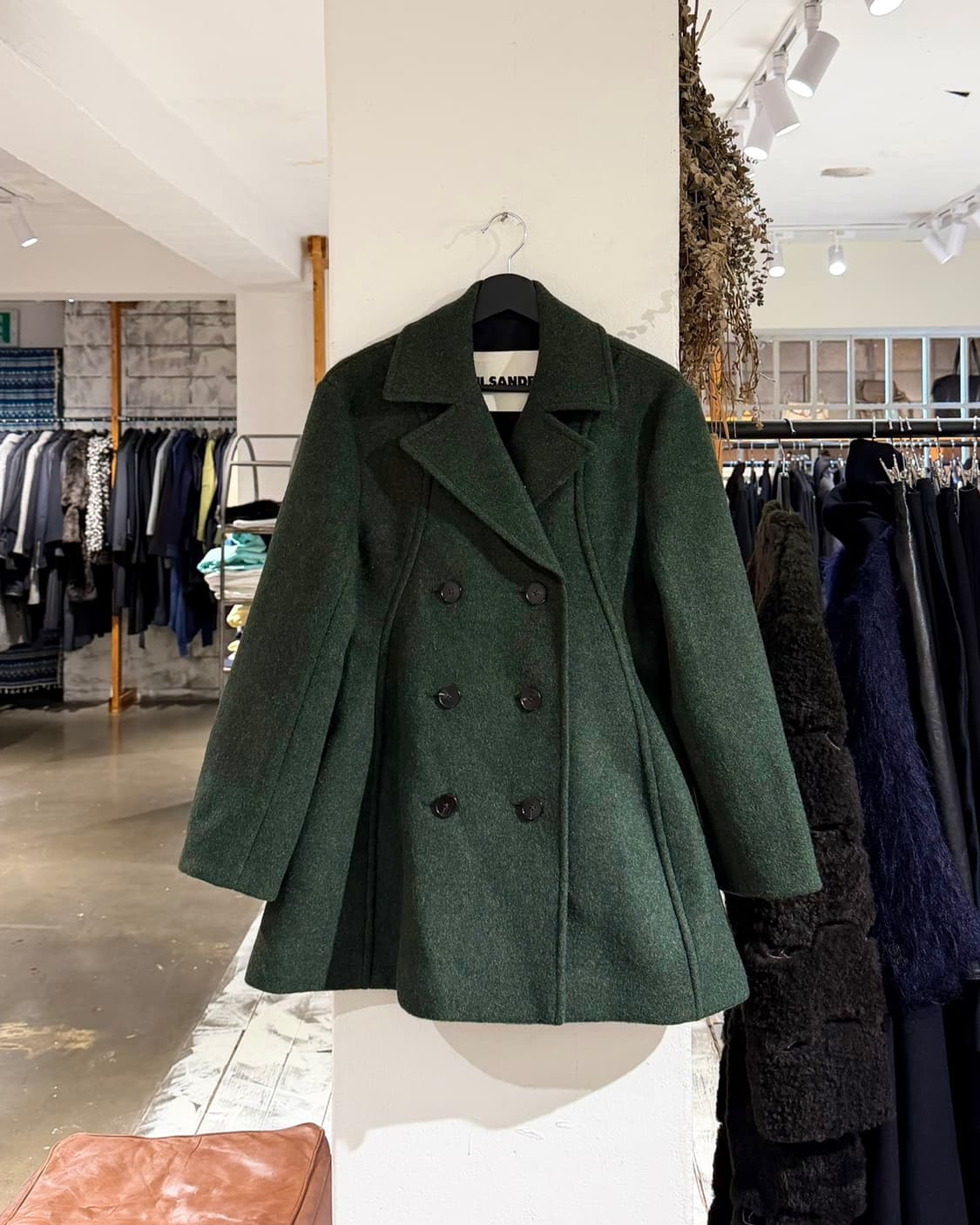 질샌더 카키 에이라인 더블 브레스티드 울 피코트 상품이미지1