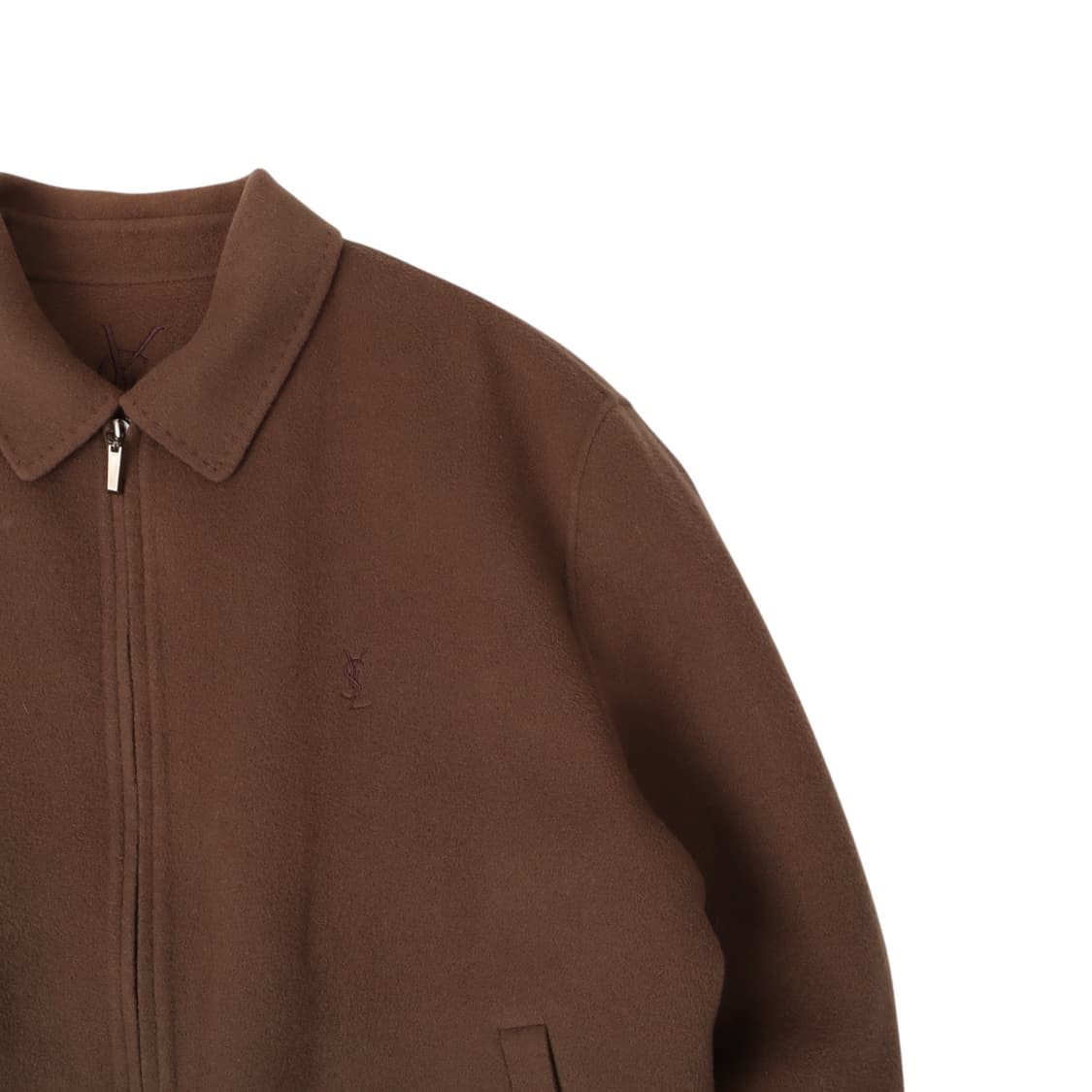 입생로랑 핸드메이드 브라운 울 블루종 집업 자켓 상품이미지3