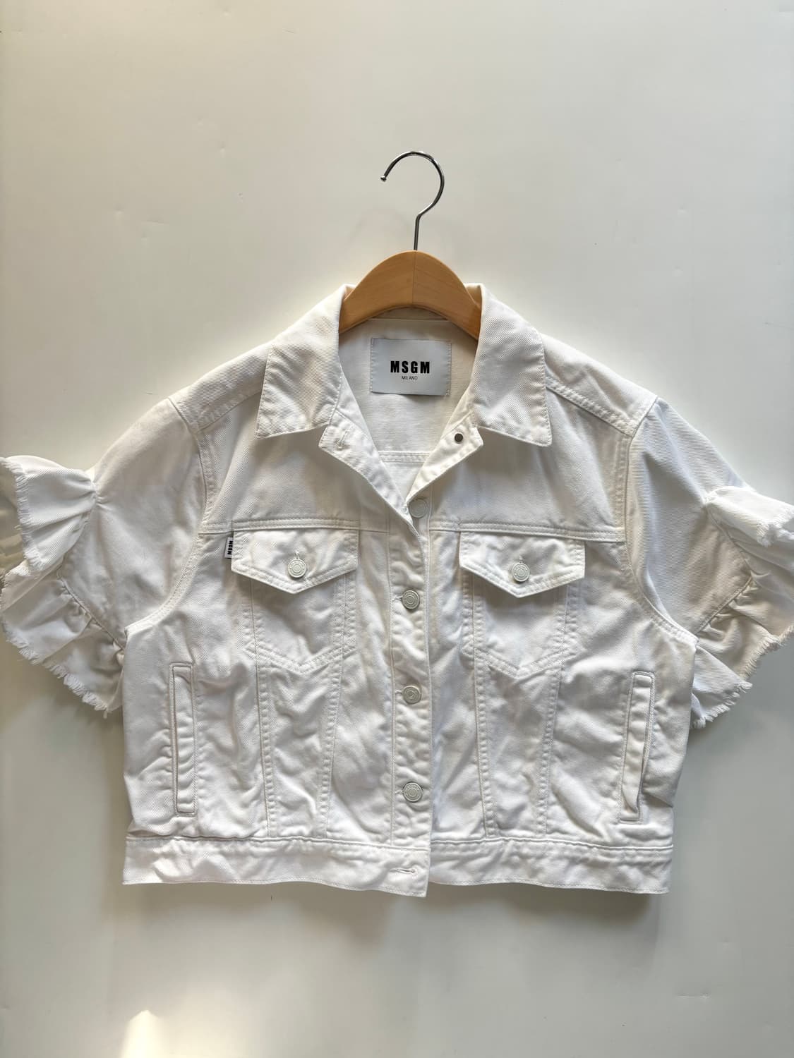 MSGM 엠에스지엠 화이트 퍼프 슬립 크롭 데님 자켓 상품이미지3