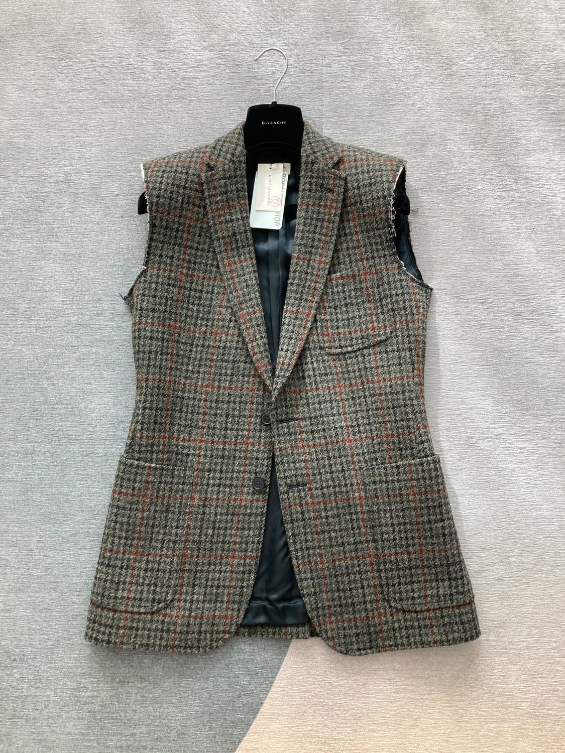 [48] 드리스반노튼 09fw 헤리스트위드 컷팅 울자켓 베스트 상품이미지2