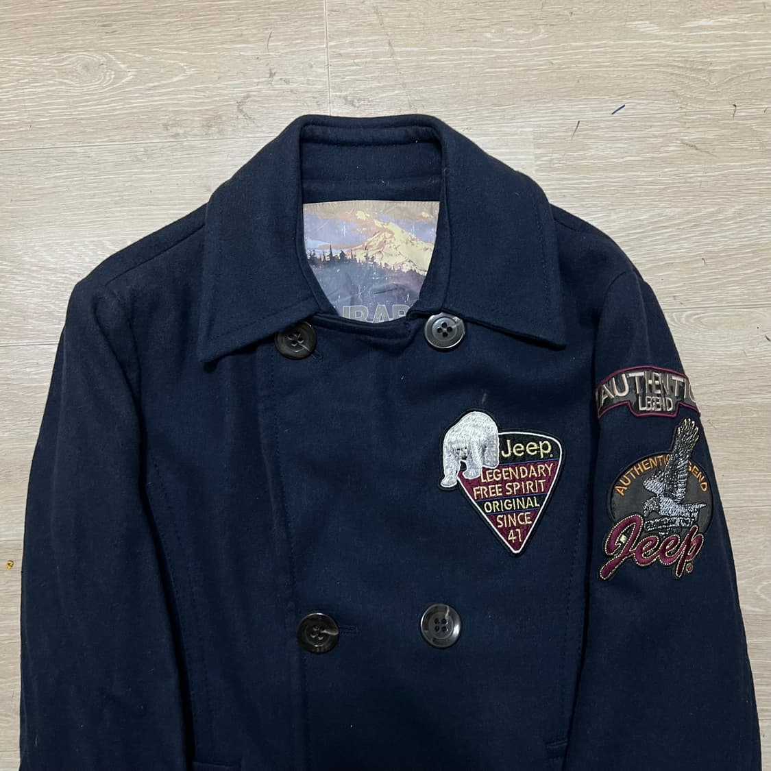 Jeep 지프 남성 와펜 울 혼방 더블 숏 피코트 [네이비] L/100 상품이미지2