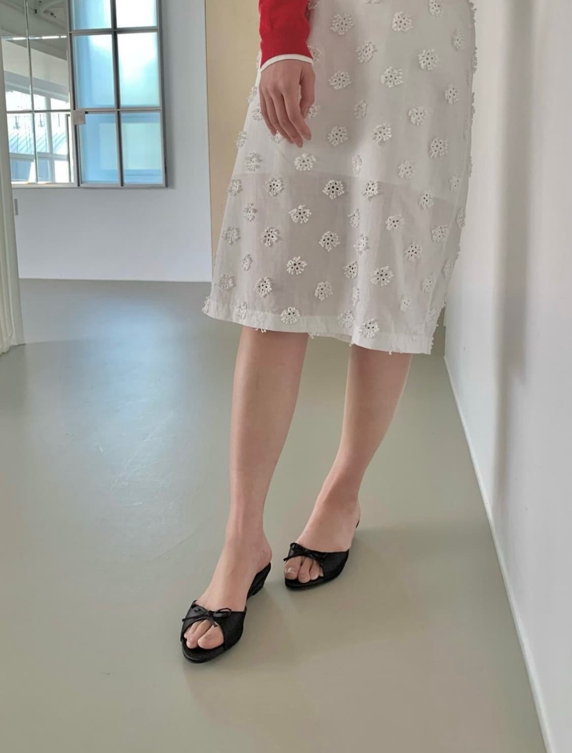 새틴 웨지 리본 뮬 슬리퍼 3cm (4color) 상품이미지8